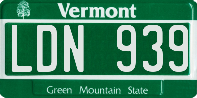 VT license plate LDN939