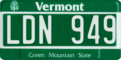 VT license plate LDN949