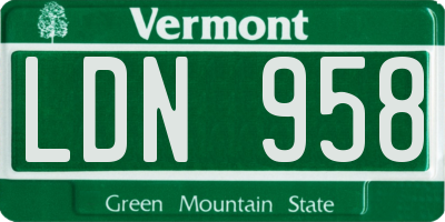 VT license plate LDN958