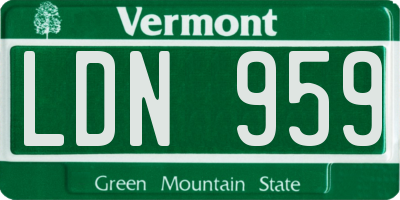 VT license plate LDN959