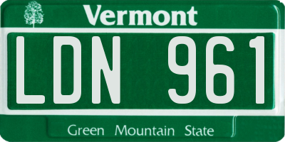 VT license plate LDN961
