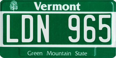 VT license plate LDN965