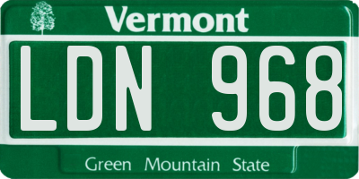 VT license plate LDN968
