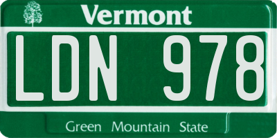 VT license plate LDN978
