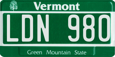 VT license plate LDN980