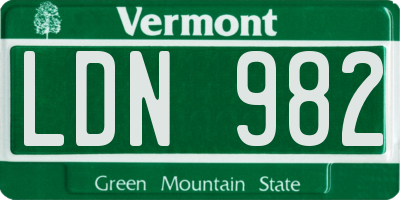 VT license plate LDN982