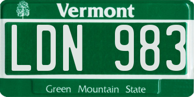 VT license plate LDN983