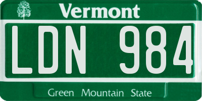 VT license plate LDN984