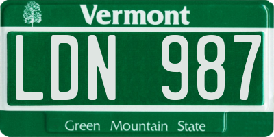 VT license plate LDN987