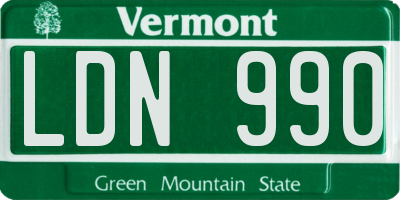 VT license plate LDN990