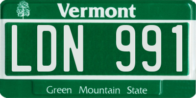 VT license plate LDN991