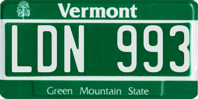 VT license plate LDN993