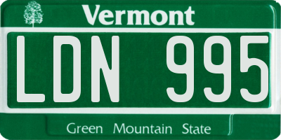 VT license plate LDN995