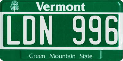 VT license plate LDN996