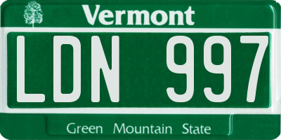 VT license plate LDN997