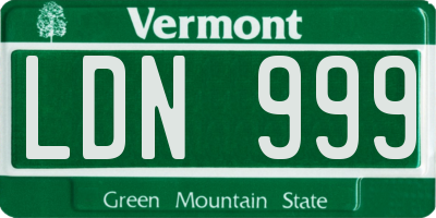 VT license plate LDN999