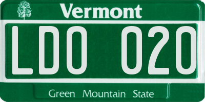 VT license plate LDO020