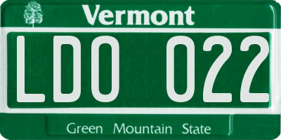 VT license plate LDO022