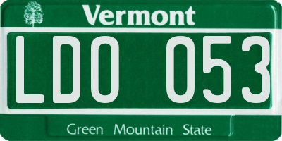 VT license plate LDO053