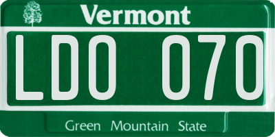 VT license plate LDO070