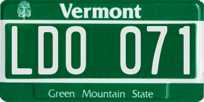 VT license plate LDO071