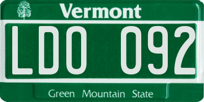 VT license plate LDO092