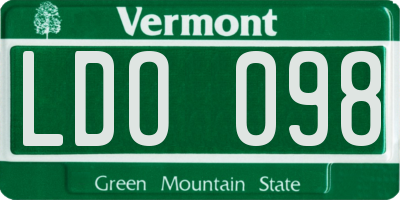 VT license plate LDO098