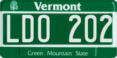 VT license plate LDO202