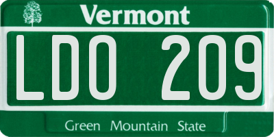 VT license plate LDO209