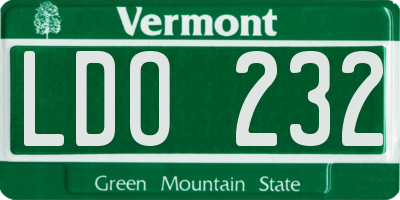 VT license plate LDO232