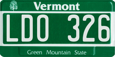 VT license plate LDO326