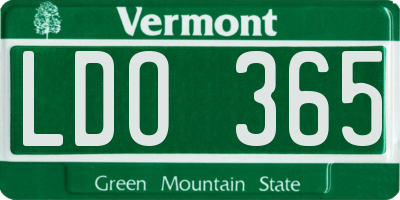 VT license plate LDO365