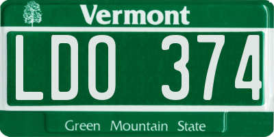 VT license plate LDO374