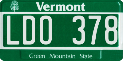 VT license plate LDO378