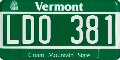 VT license plate LDO381