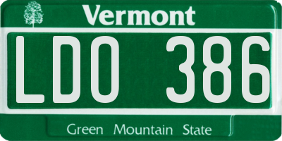 VT license plate LDO386