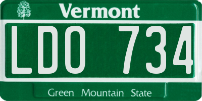 VT license plate LDO734