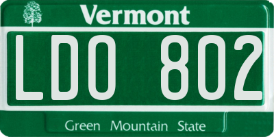 VT license plate LDO802