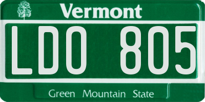 VT license plate LDO805