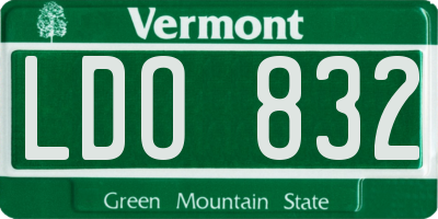 VT license plate LDO832