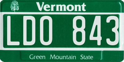 VT license plate LDO843