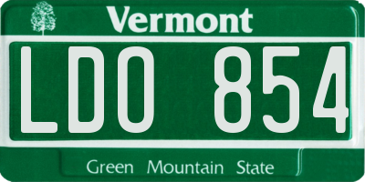 VT license plate LDO854