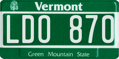 VT license plate LDO870