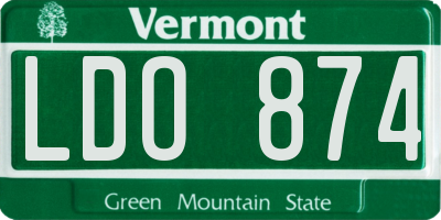 VT license plate LDO874