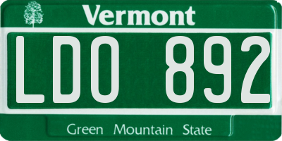 VT license plate LDO892