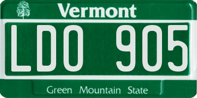 VT license plate LDO905