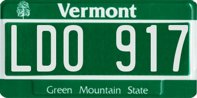 VT license plate LDO917