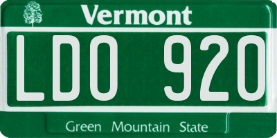 VT license plate LDO920