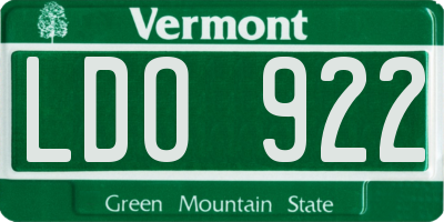 VT license plate LDO922
