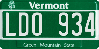 VT license plate LDO934